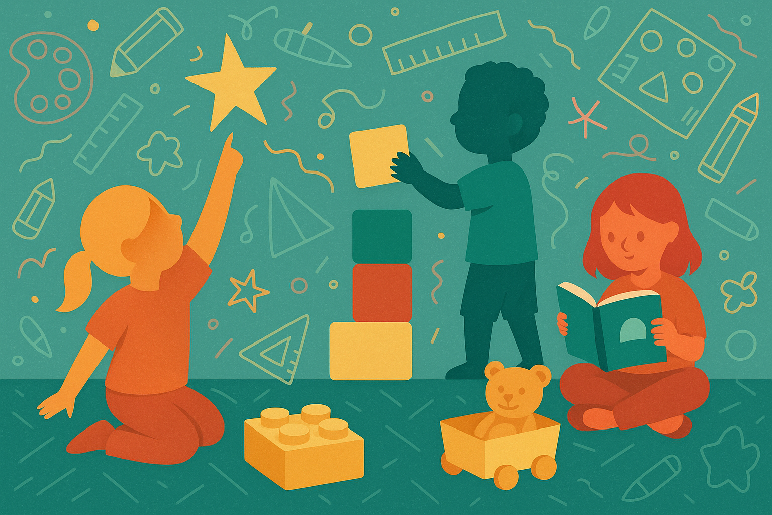 Children playing and exploring